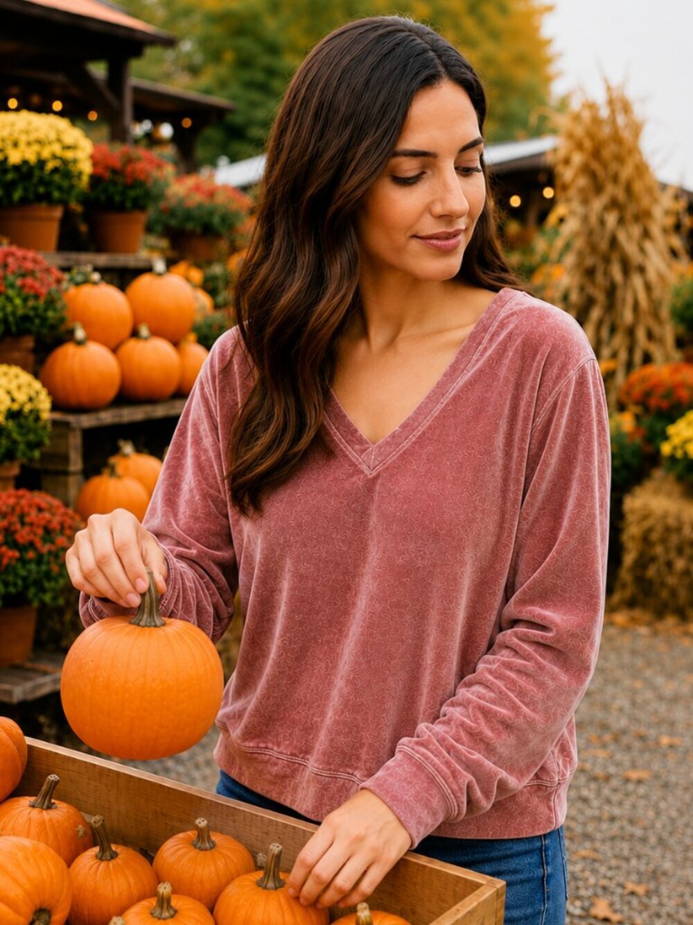 Zara Dusty Rose Velvet Sweatshirt Cropped Pullover Long Sleeve Top Size L Lounge